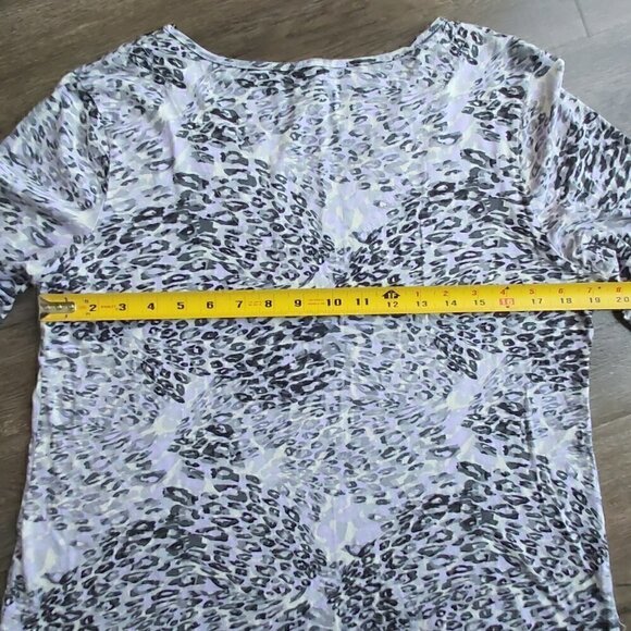 Covington Animal Print Lace V-Neck Shirt - 3/4 Sleeve Cotton Blend - Size Large - Picture 3 of 6